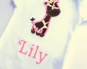 Personalized Embroidered Giraffe Onesie- Personalized Giraffe Onesie- Personalized Embroidered Baby Girl Onesie