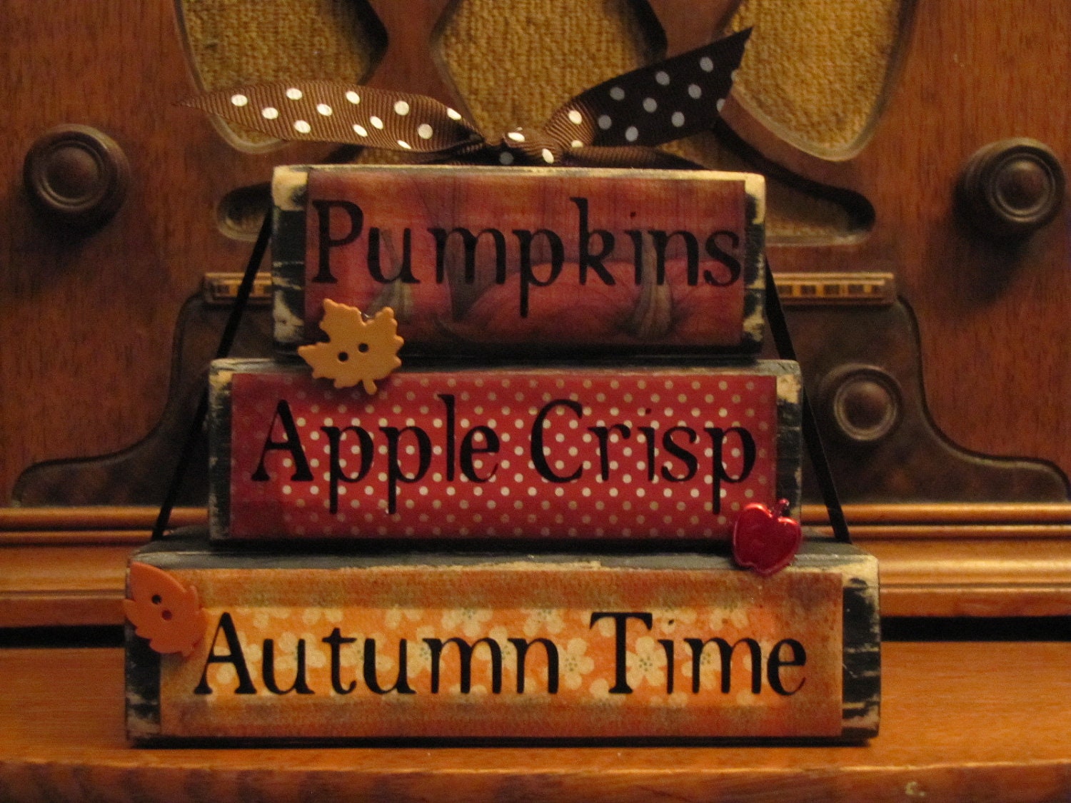 Pumpkins, Apple Crisp, Autumn Time Stacker Fall Sign Decor - PunkinSeedProduction