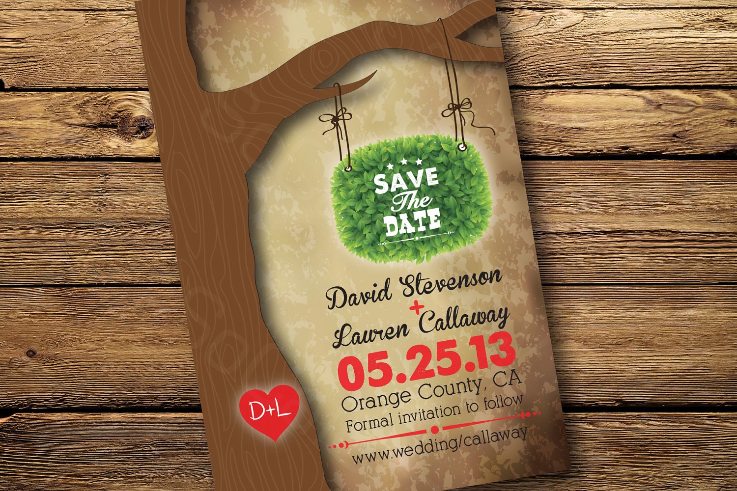 Vintage Woodland Tree- Save The Date, Digital or Printed