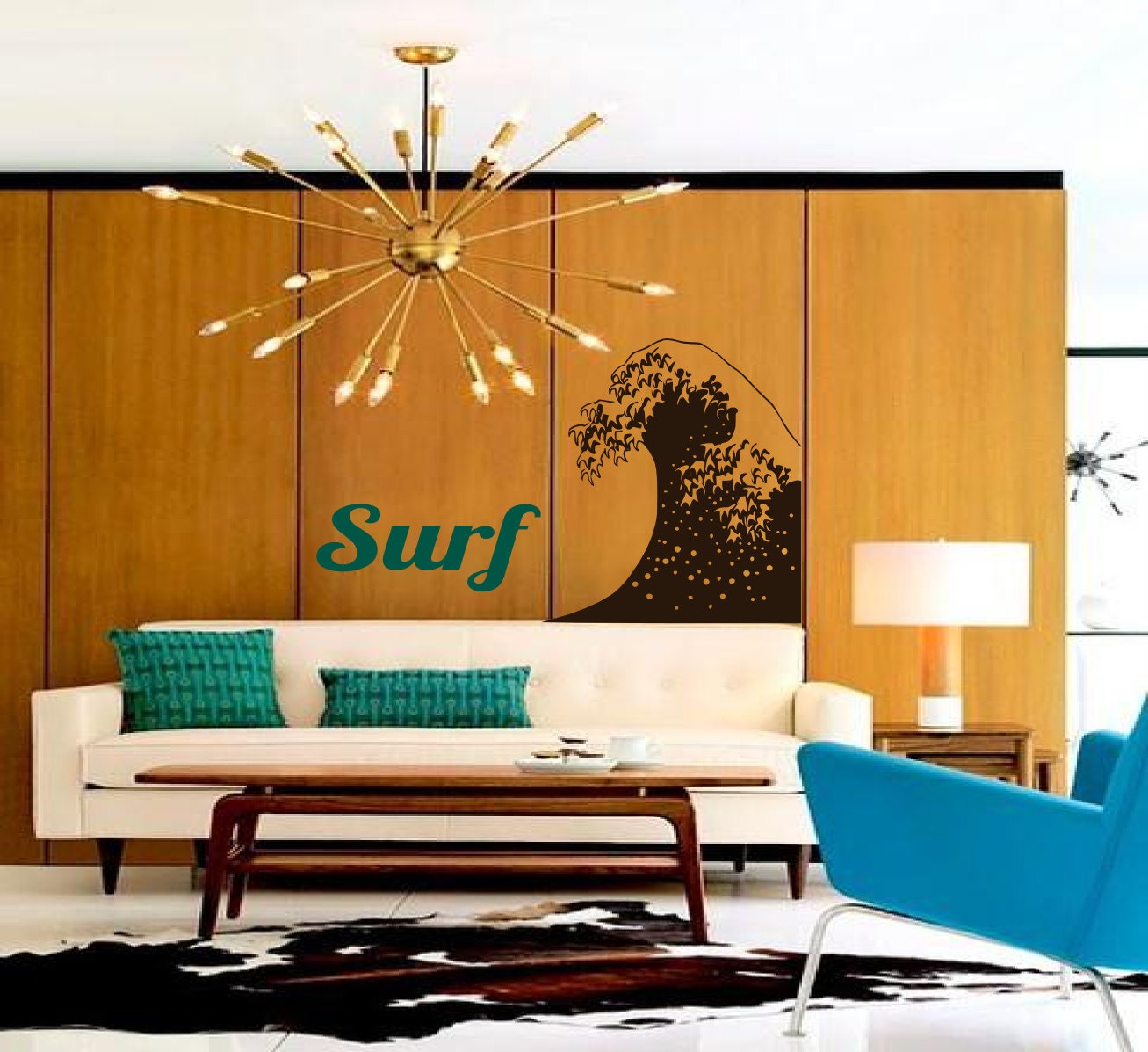 Retro Inspired Surf and wave Combo - so fresh vintage -Vinyl wall art words decal sticker by 3rdaveshore