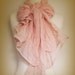 Long pink scarf - muslin cotton in pale blossom pink - pom pom trim - large wrap - head cover - neck warmer - cotton scarf - shoulder wrap.