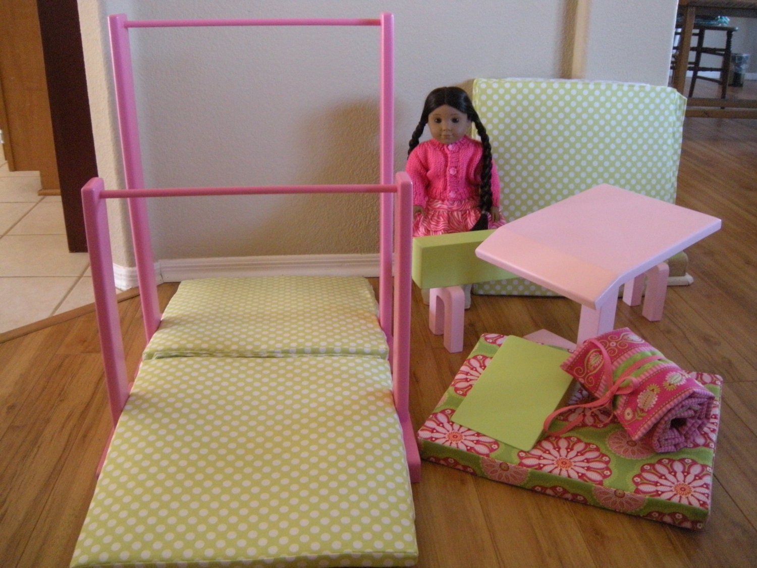 Doll Deluxe Gymnastic Set for American Girl Doll McKenna - Uneven Bars - Balance Beam - Vault - Floor Routine Mat