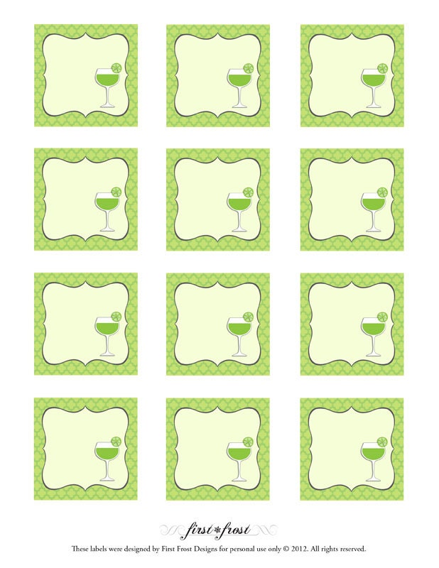 Monograms & Margaritas Printable Gift Tags Cupcake Food Toppers Il_570xn