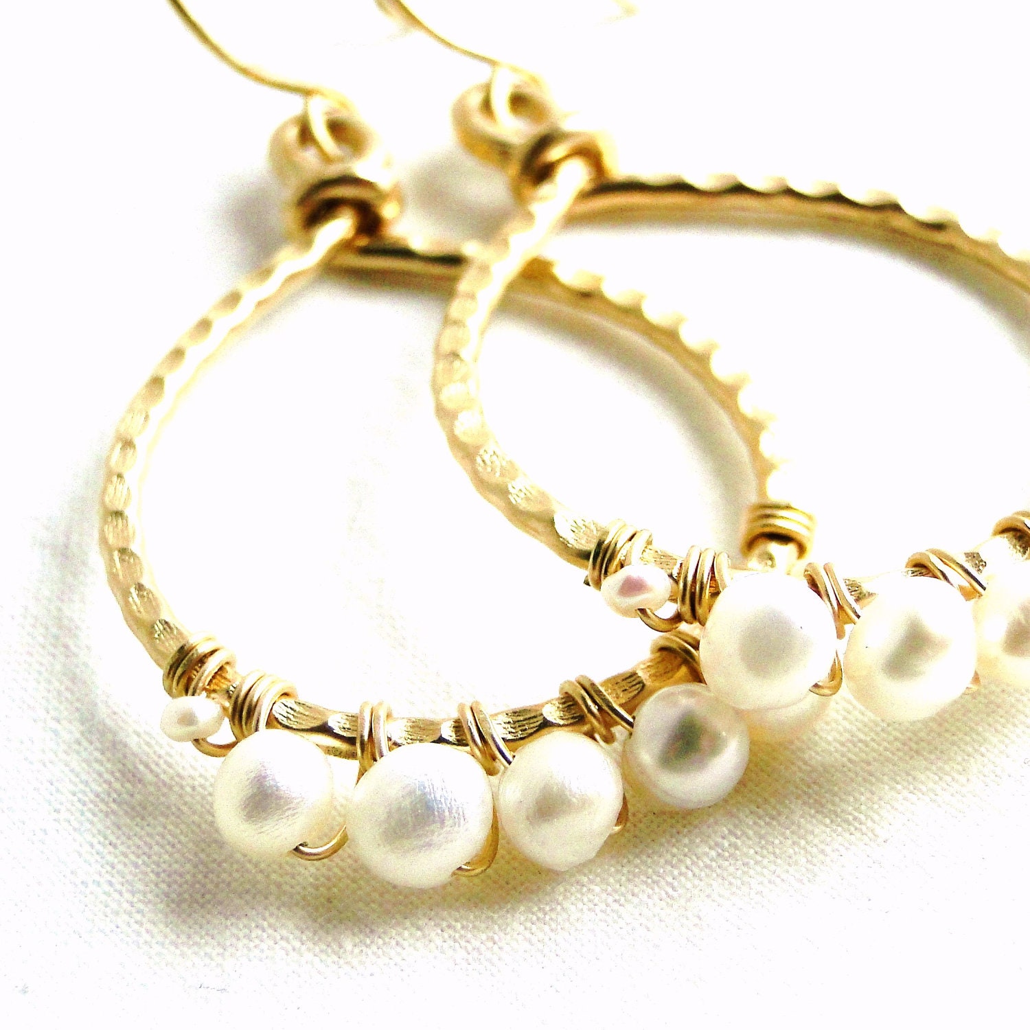 14K Gold-filled Jewelry, Teardrop Earrings, Freshwater Pearls, Handcrafted Jewelry, Wire Wrapped Earrings