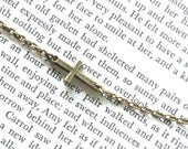 Asymmetrical Side Cross Necklace in Antique Brass, Bronze, Dainty and Feminine, Faith, Christian, Handmade
