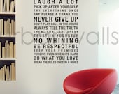 Vinyl Wall Decal Sticker Art, House Rules
