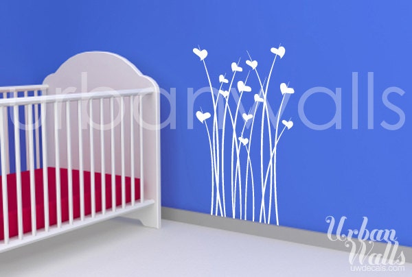 Vinyl Wall Sticker Decal Art - Grass Hearts