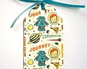 Hang Tags Vintage/Retro Space Astronaut Design, Set of 12