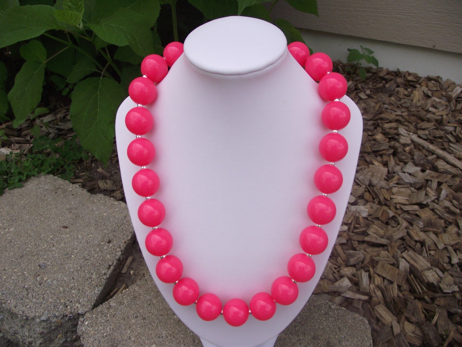 Neon Pink Chunky Necklace, Acrylic Beads, Chunky Necklace, Bubblegum Necklace, Gumball Necklace, Bright, Teen, Toddler, Adult, Girl
