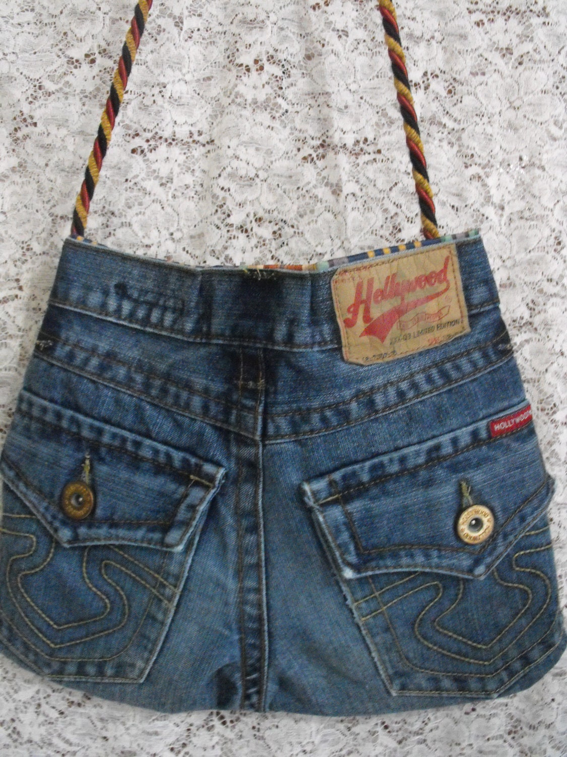 Recycled, upcycled jeans bag,purse, messenger bag
