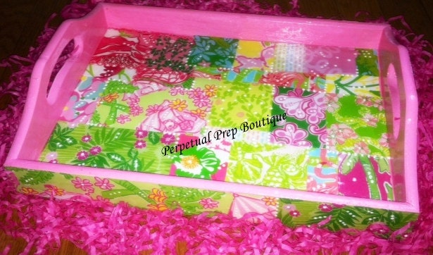 Pretty Preppy Lilly Pulitzer Print Patchwork Tray