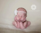 Baby Headband, Burlap Flower Newborn Head Band, Photo Prop, Natural Cream Color, Alpaca Ties, NB - Adult, Accessory