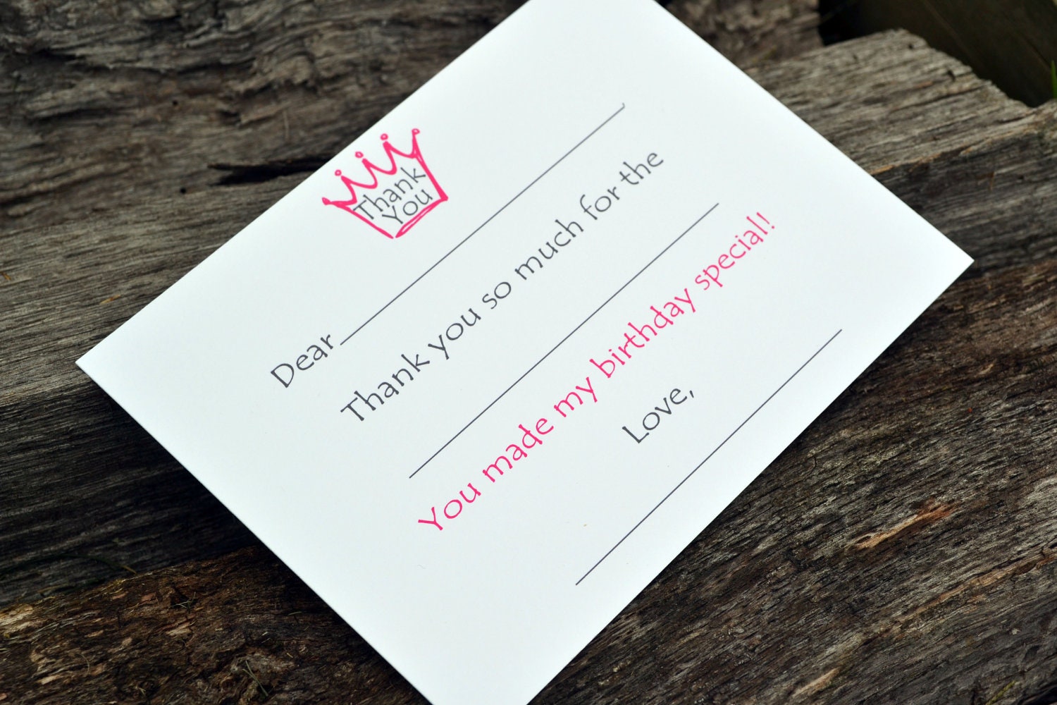 Kids Fill In The Blank Thank You Notes Pink Princess / Thank You Notes / Personalized Note Cards