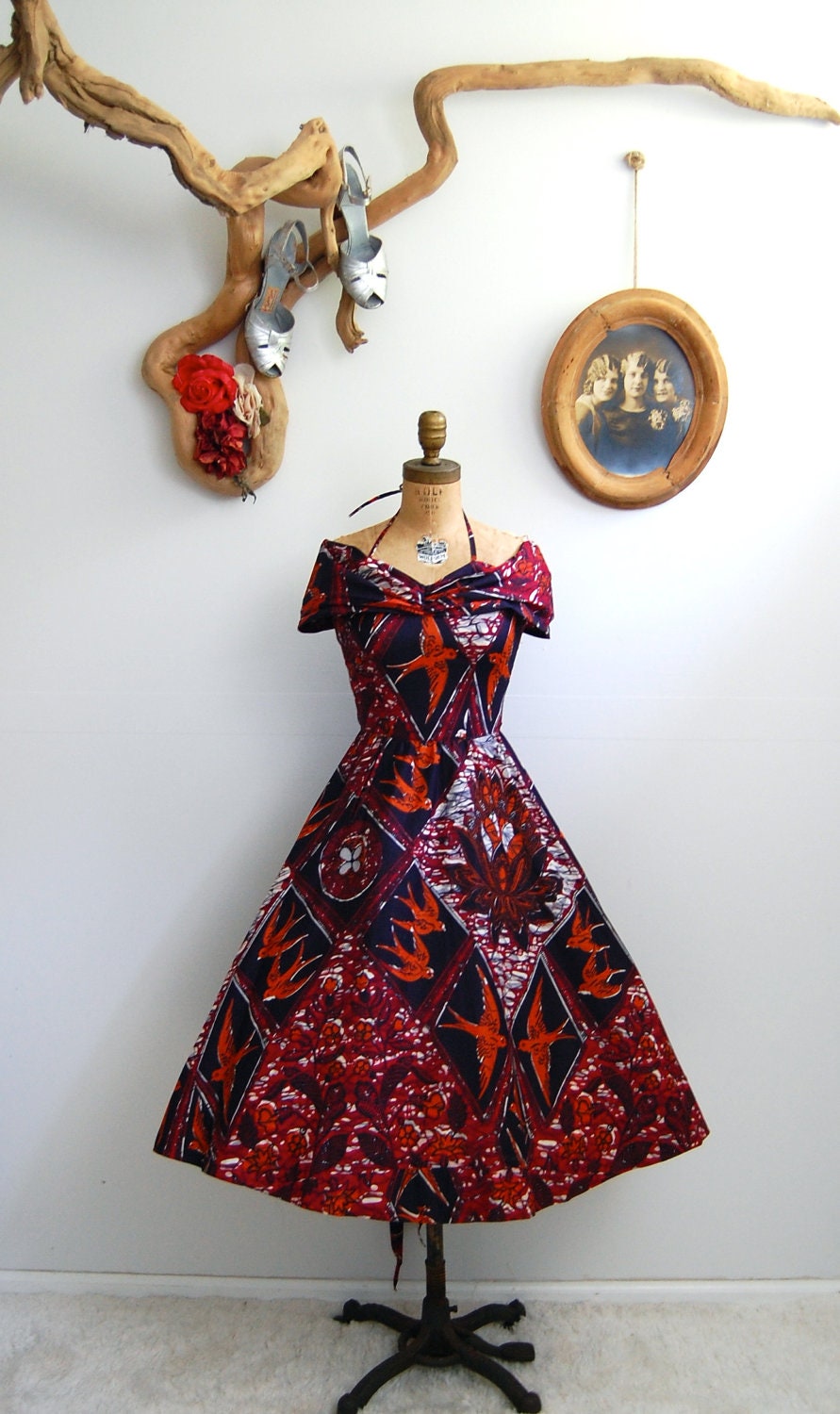 Vintage 1950s Dress - 50s Jamaican Novelty Print Dress - The Freya