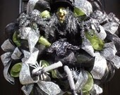 Halloween Deco Mesh Wreath, Witch Wreath, Halloween Wreaths, Halloween Witch Wreath, Party Decoration, Halloween Mesh Wreath