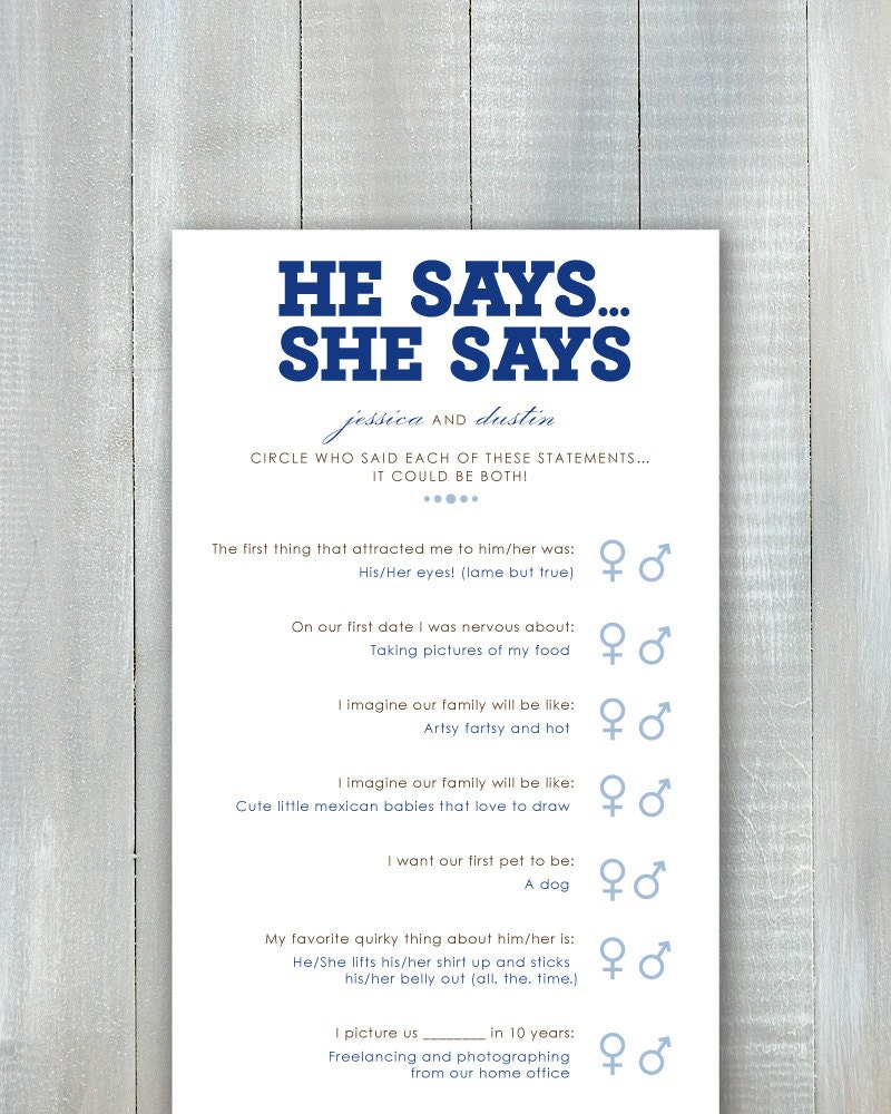 He Says She Says Game PDF