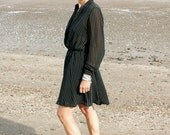 Vintage Black Pinstripe Button Dress