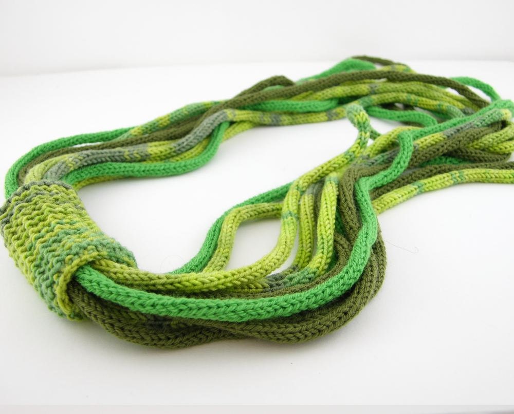 Scarf necklace loop scarf infinity neck wrap knit necklace women fashion skinny scarf green tones lime olive grass tagt curationnation - piabarile