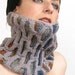 neck warmer turtle neck tube scarf knit honeycomb motif orchid brown blue fall autumn therougett curationnation