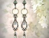 Wings of Desire (Antique Bronze / Smoky Ocean Blue / Denim Blue) - Unique Blue Earrings - Boho Bride - Mermaid Earrings - Beach Wedding
