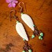 LEAF earrings Carved BONE earrings copper earrings BOHO earrings hippie festival earrings Sea foam earrings white earrings bridal earrings