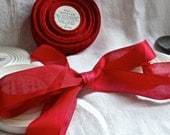 Old French Taffeta yardage beautiful Red 5 yards long Millinery Burlesque Dolls and Pretty dresses Bouquet bow sewing supplies