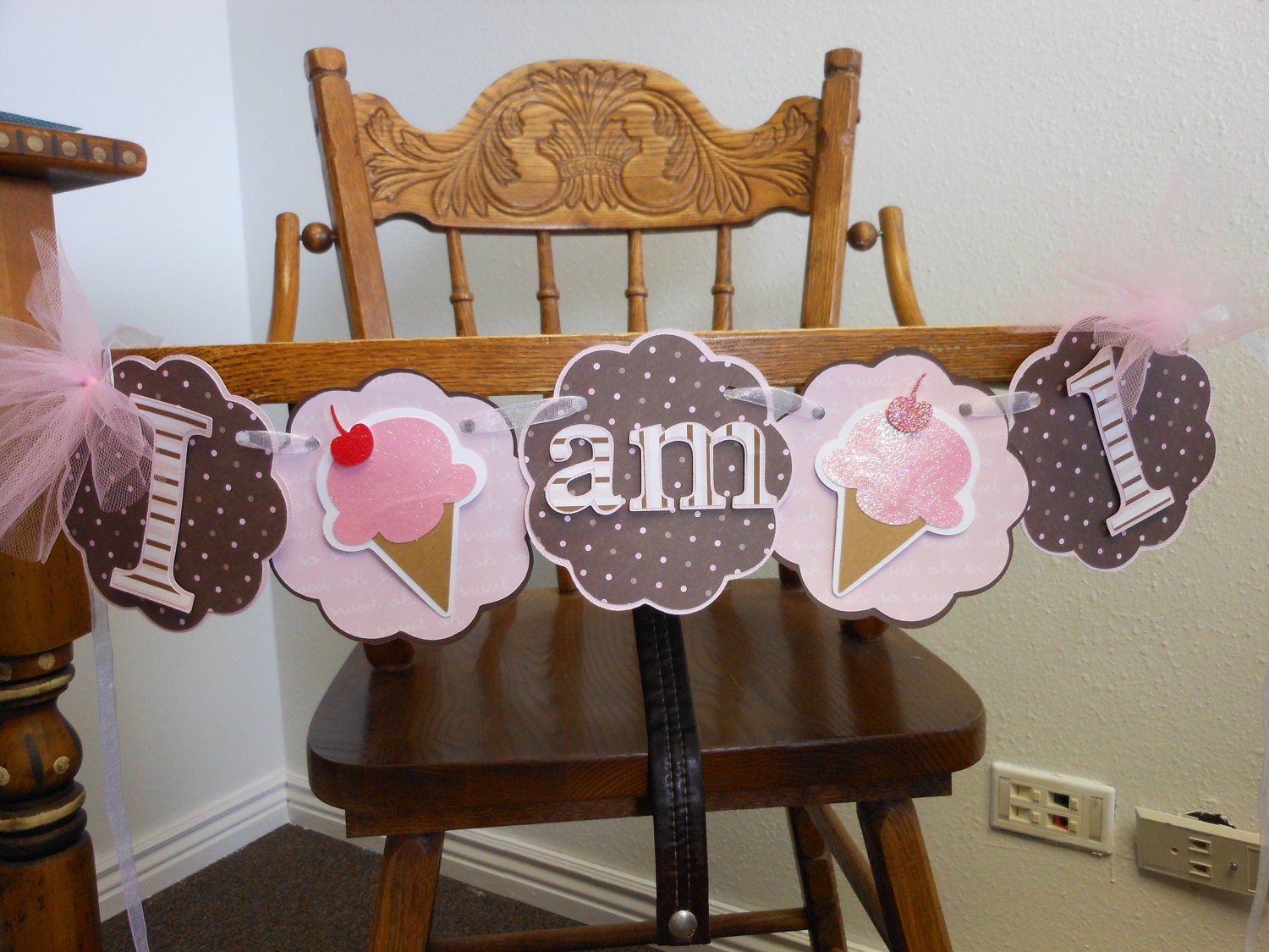 Ice Cream Birthday-Sweet Pink and Chocolate Ice cream Cone High Chair Banner Il_170x135