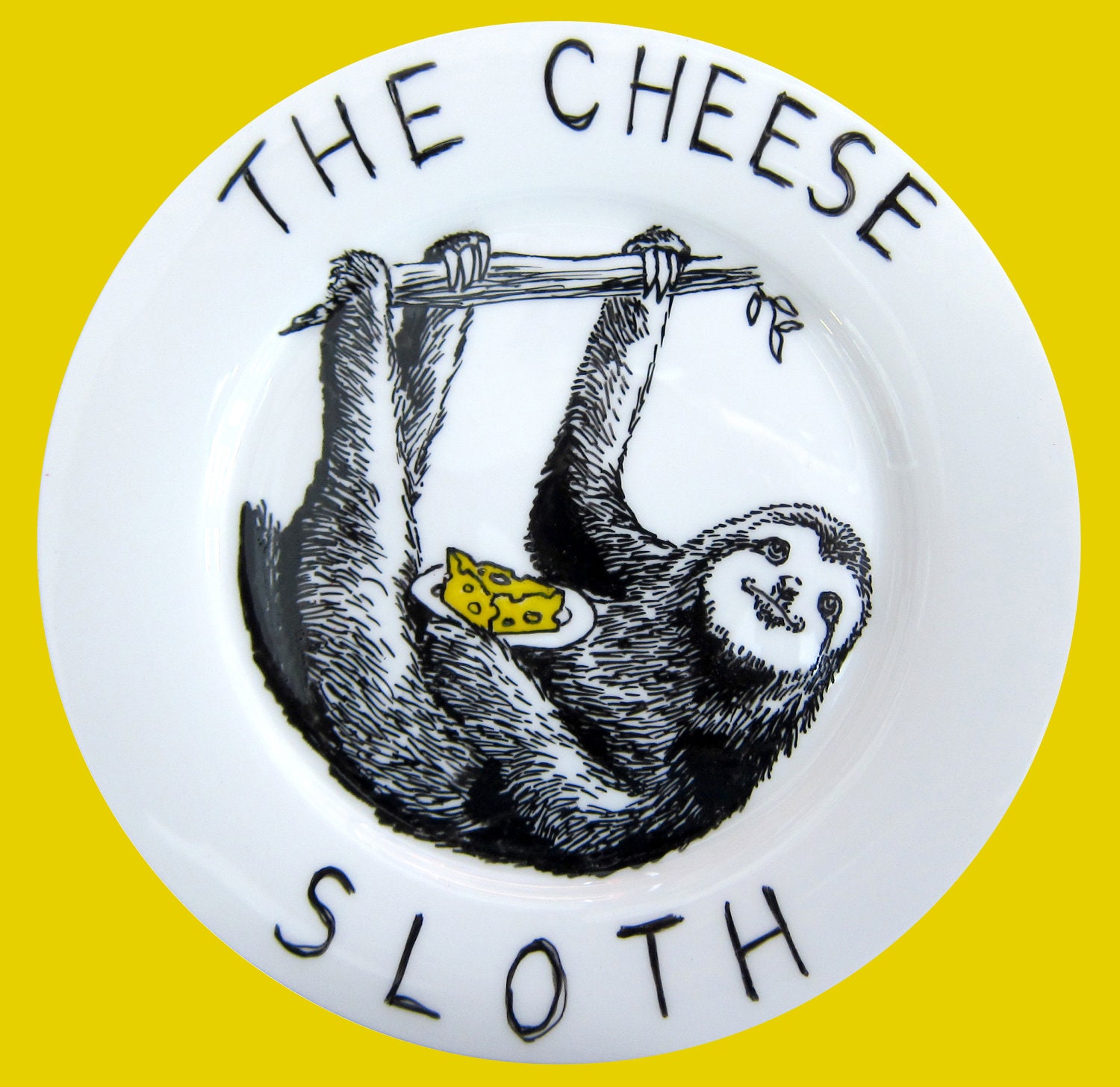 Side Plate - Hand Painted -The Cheese Sloth