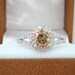 1.54 Carat CERTIFIED Champagne & White Diamonds Engagement Ring 14K White Gold HandMade