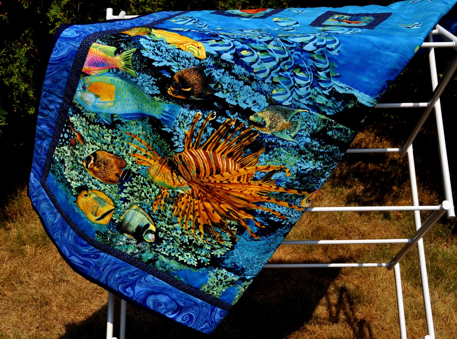 Tropical fish quilt lap size
