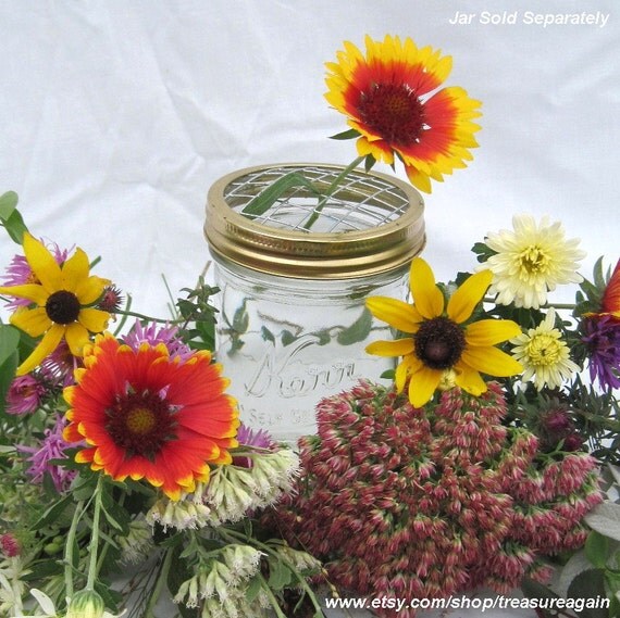 6 wide gold flower frog lids diy wedding mason by 6 wide gold flower frog lids diy wedding mason by