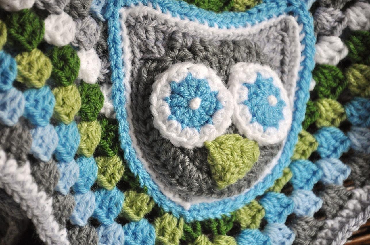 Baby Blanket Custom Owl Granny - Moses Blue Green Grey
