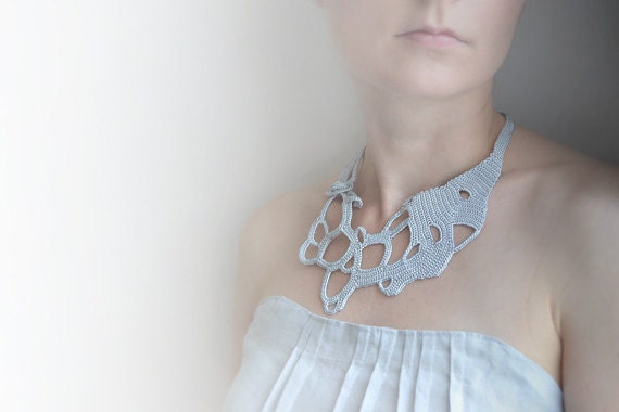 Silver grey okapi necklace - okapiknits