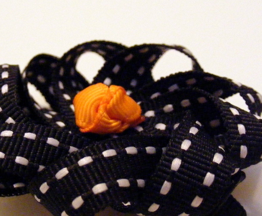 Daisy Hair Bow Halloween black and orange hair accessory
