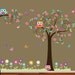 Swirl Tree and branch set with leaves,flowers birds,owls vinyl wall decal sticker nursery girls