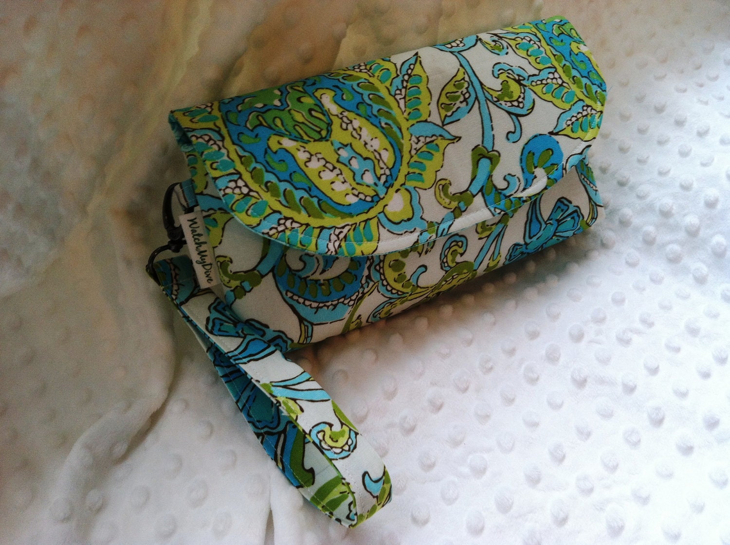 Floral Clutch- Teal Wristlet- Teal Floral Clutch
