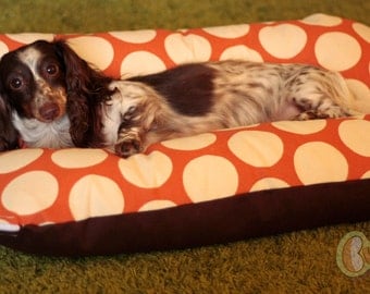 Big Orange Dots - Deluxe Bunbed Dog bed for Dachshunds and other small dogs