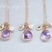 10% OFF  set of 3, Initial necklace,leaf necklace,stone in bezel and pearl necklace, purple glass stone, GOLD FILLED,mothers day gifts