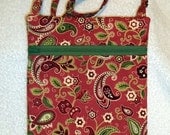 Handmade Cottage Rose and Paisley Sling Bag, Cross Body Bag, Hipster, Travel Bag