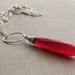 Fuchsia Chalcedony Drop on Sterling Ring with Long Sterling Chain