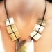 Abalone Necklace. Dramatic Geometric STATEMENT Necklace. Modern Beach Jewelry. Nude Neutral Beige High Luster Polished Shell.  tagt