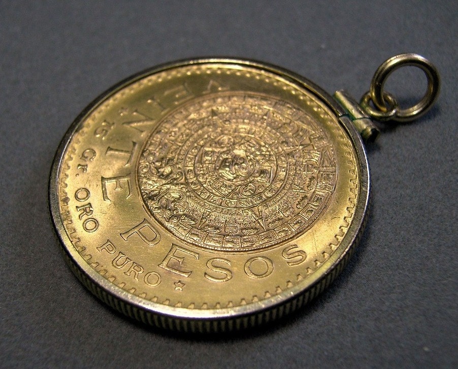 Veinte Pesos Gold Coin 20 Pesos Aztec Calendar by EverythingIOwn