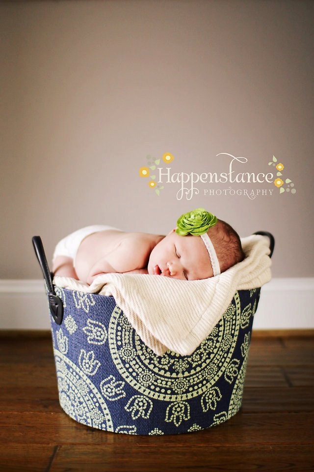 Apple Green Ranunculus Flower Headband For Newborn Baby, Infants, Toddlers, and Adult