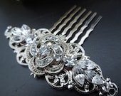 Bridal Rhinestone Hair Comb,Wedding Rhinestone Hair Comb,Rose Rhinestone Hair Comb,Swarovski Crystals,Rose Hair Comb,Rose,ROSELANI