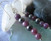 Ruby & Freshwater Pearl Earrings : July Birthstone