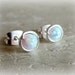 Opal Stud Earrings - Tiny Sterling Wire Wrapped Post - October Birthstone