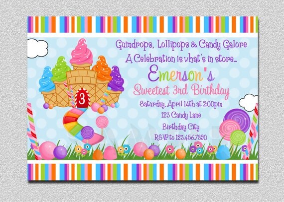 Candyland Birthday Invitation Sweet Shoppe Candyland Birthday Party Invitations Printable Il_570xn