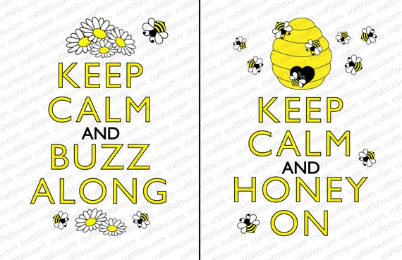 Decorative Bees With Daisies And Beehive Keep Calm and Carry On Inspired Digital Downloads for Printing 8.5 x 11 Il_570xn