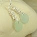 GENUINE Sea Glass Earrings Aqua Silver Handmade Chainmaille