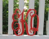 12" Wood cut script monogram-painted